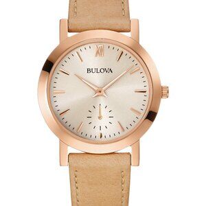 Bulova Women's Beige Leather Quartz Watch 97L146